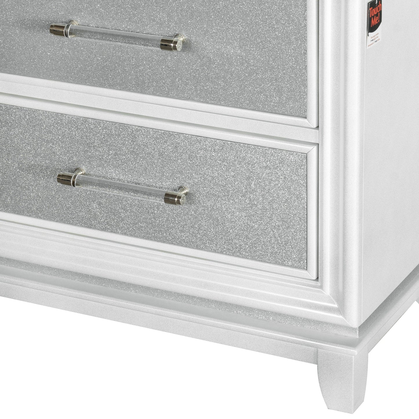 Galaxy 2-Drawer Bedroom Nightstand with LED Lights, Pearlized White