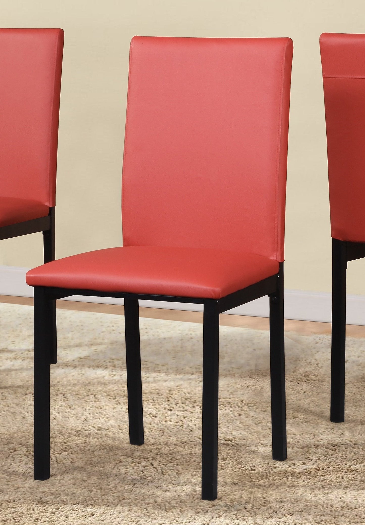 Noyes Faux Leather Seat Metal Frame Red Dining Chairs , Set of 4