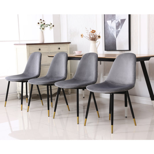 Lassan Contemporary Fabric Dining Chairs, Set of 4, Gray
