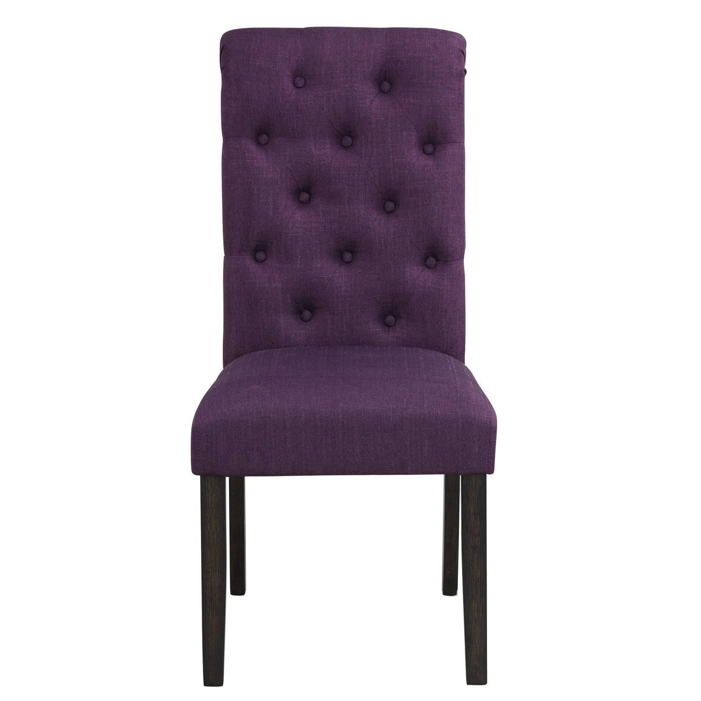 Leviton Solid Wood Tufted Asons Dining Chair, Set of 2, Purple
