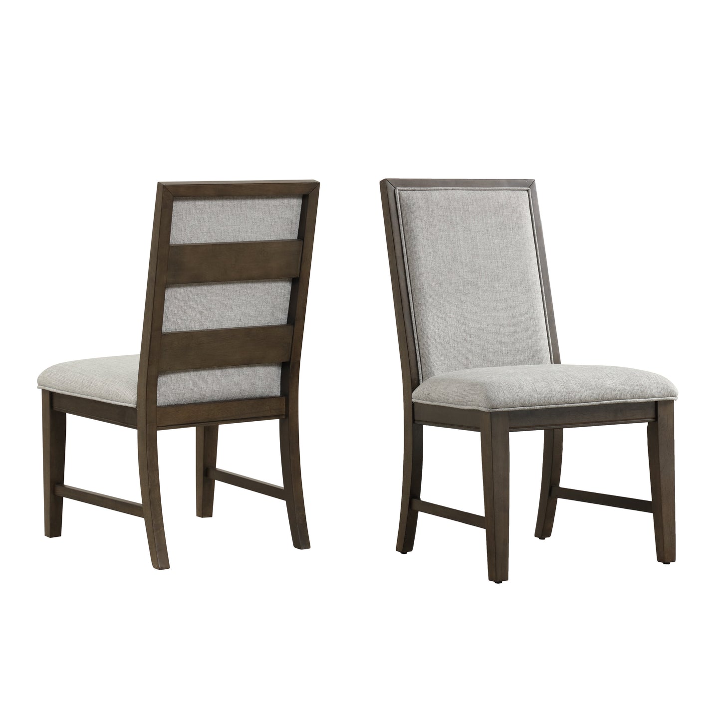 Roundhill Furniture Aberll Solid Wood Upholstered Dining Chairs, Set of 2, Gray