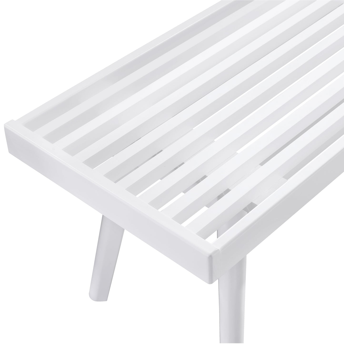 Larwich Solid Wood Slatted Bench, 41.30-Inch Long, White