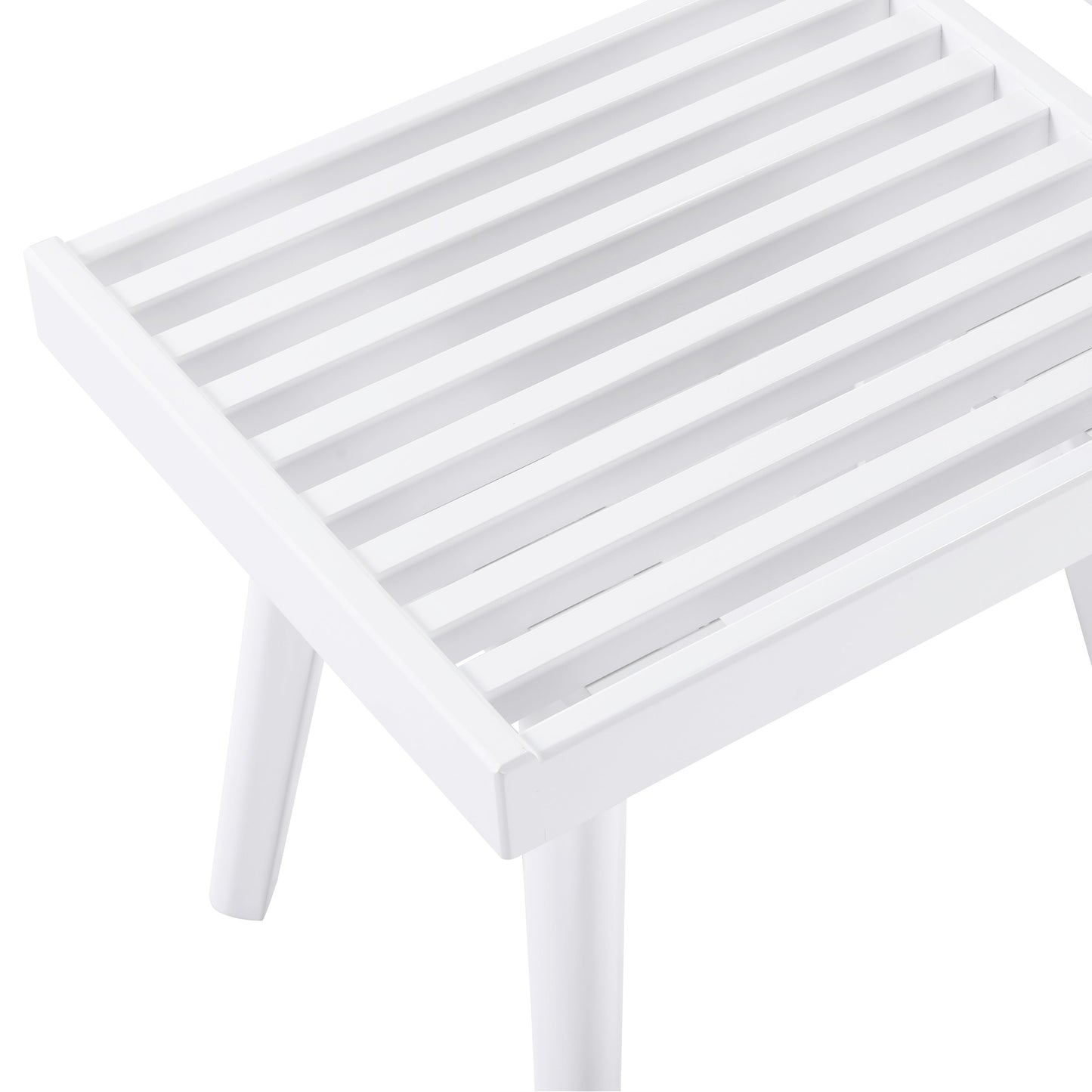 Larwich Solid Wood Slatted Bench, 19-Inch Long, White