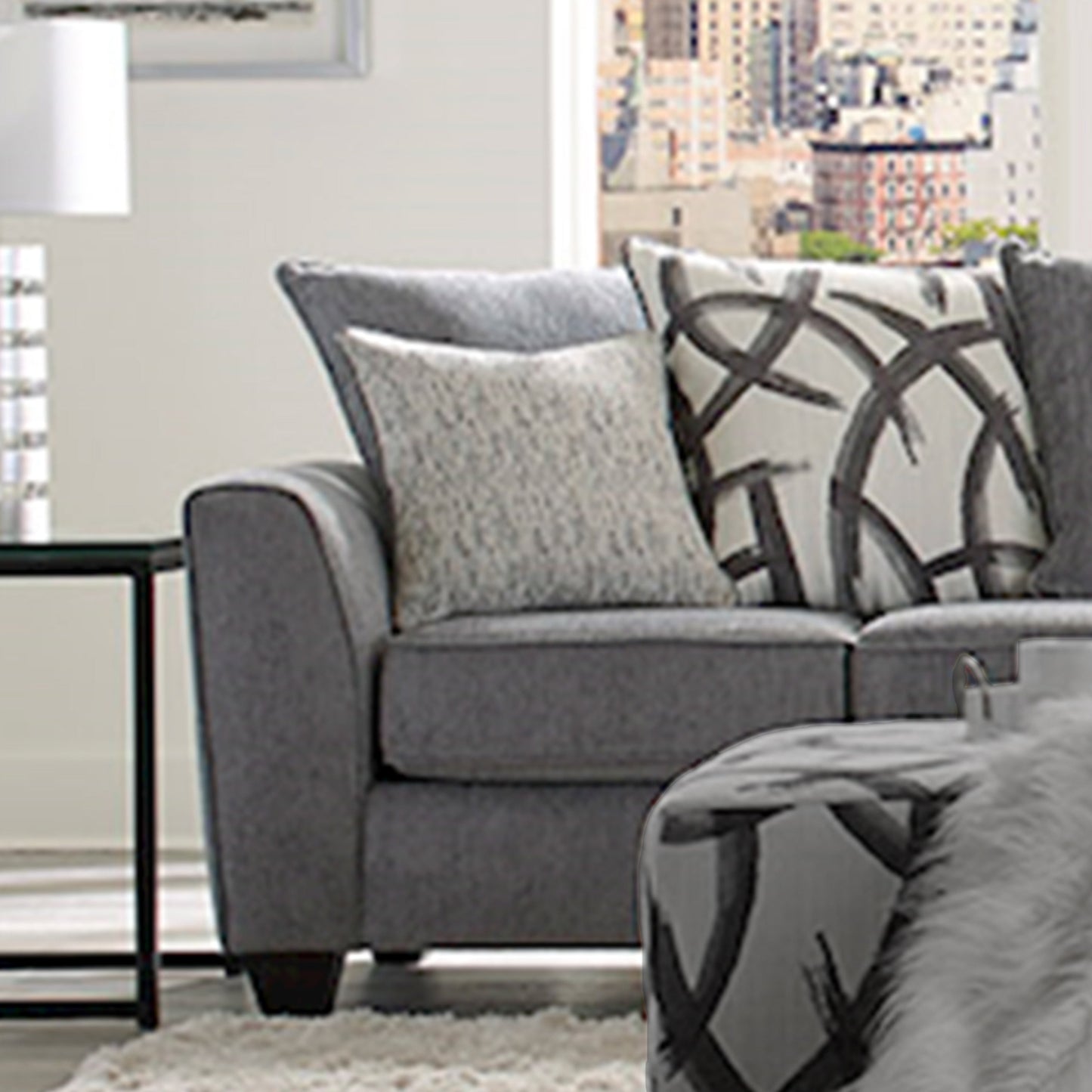 Montero Contemporary Gray Fabric Sectional Sofa