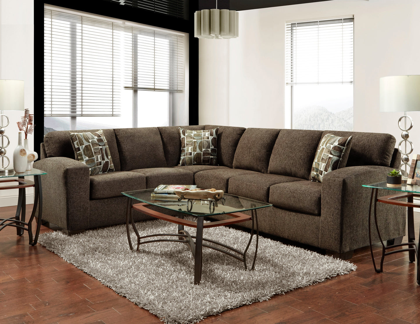 Bergen Impulse espresso Fabric Sectional Sofa