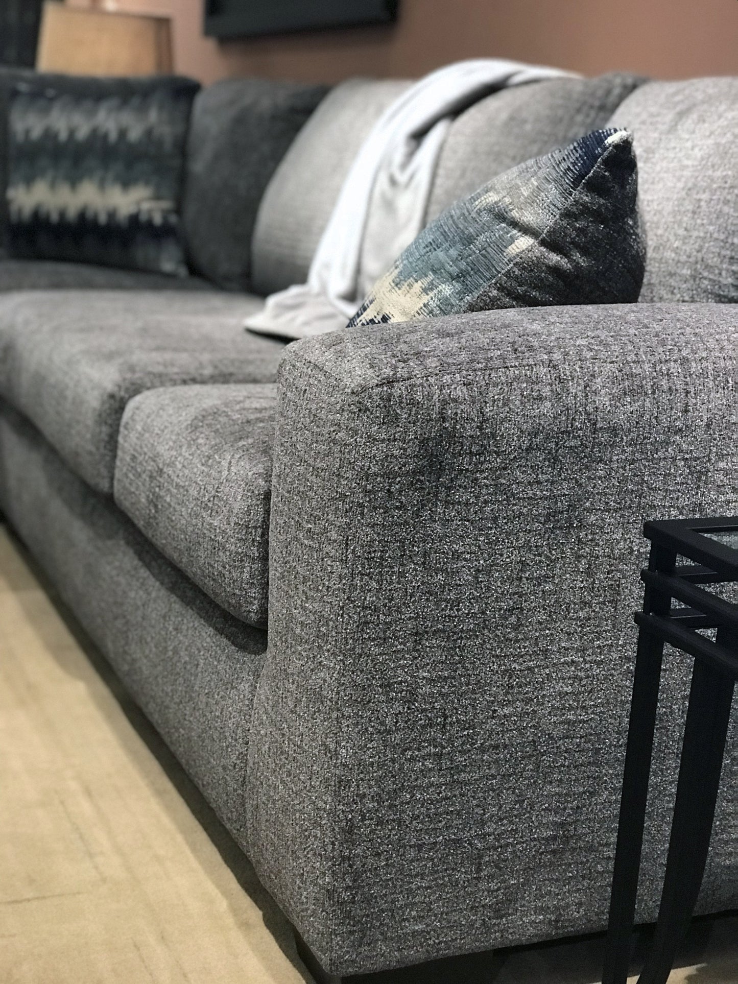 Bergen Silverton Pewter Fabric Sectional Sofa