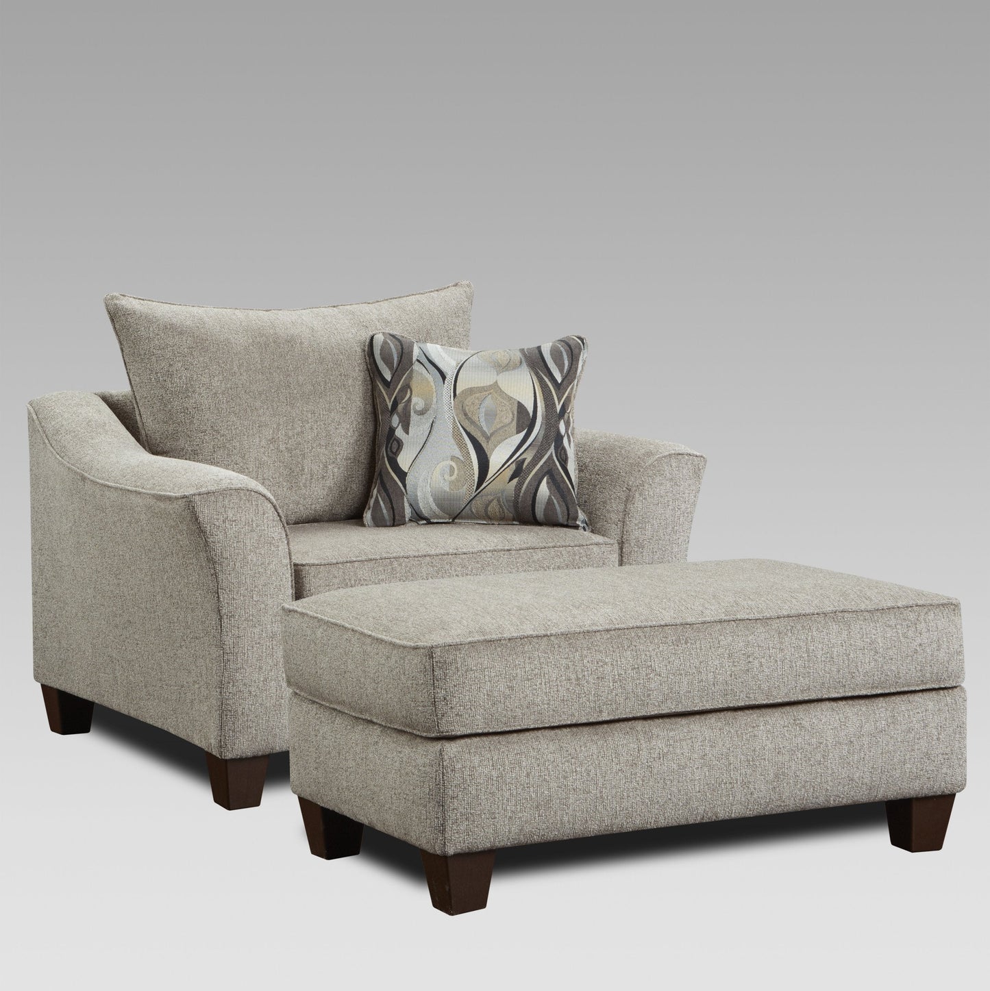 Camero Platinum Fabric Accent Chair and Ottoman Set