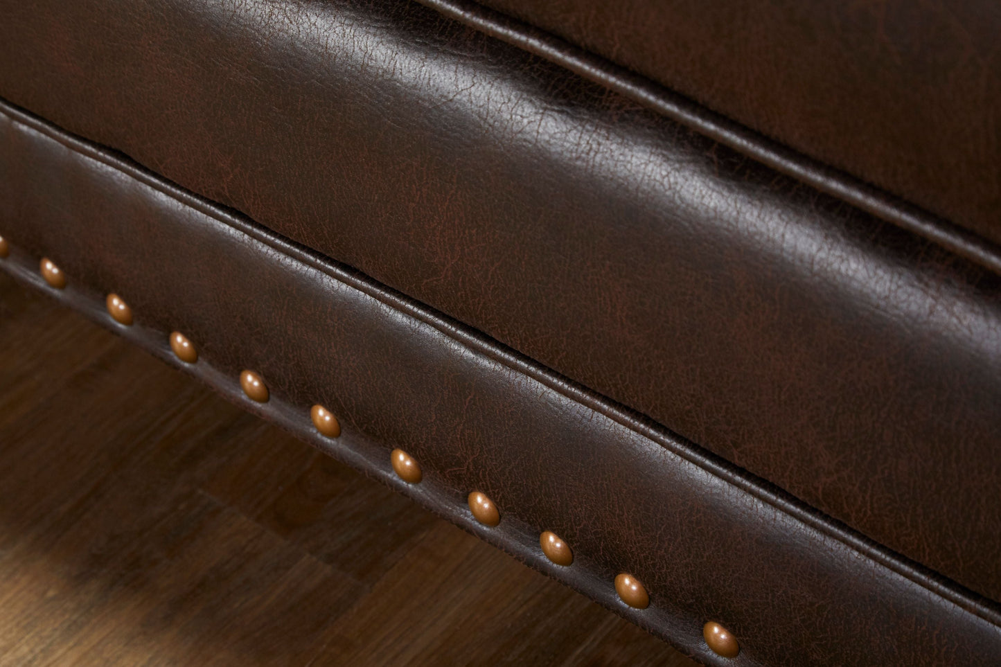 Leinster Faux Leather Upholstered Nailhead Loveseat in Espresso