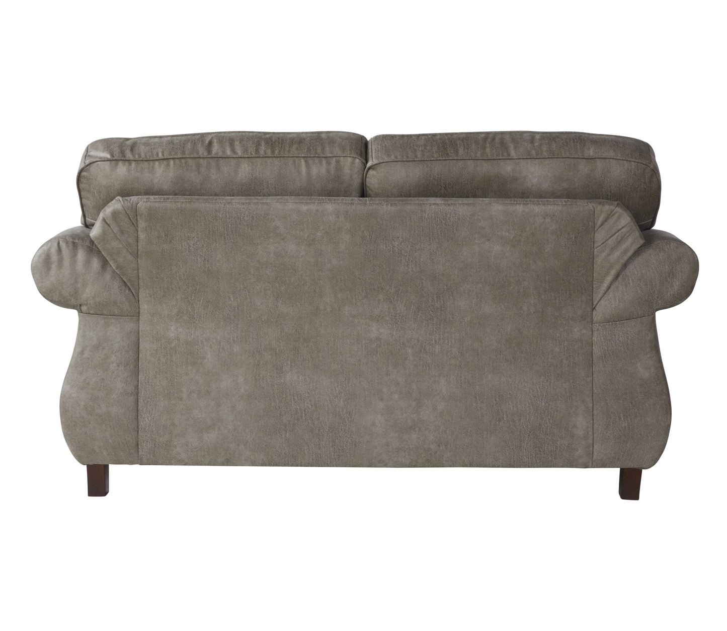 Leinster Faux Leather Upholstered Nailhead Loveseat in Stone Gray