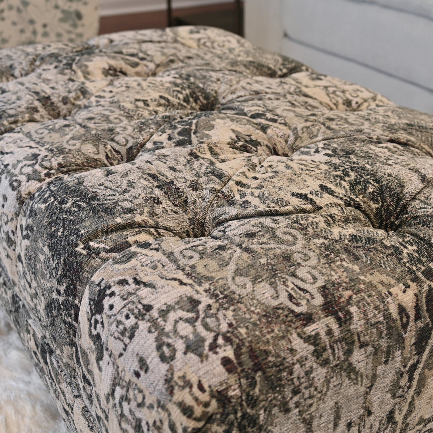 Roundhill Furniture Berliton Fabric Tufted Oversized Ottoman in Turkish Charcoal