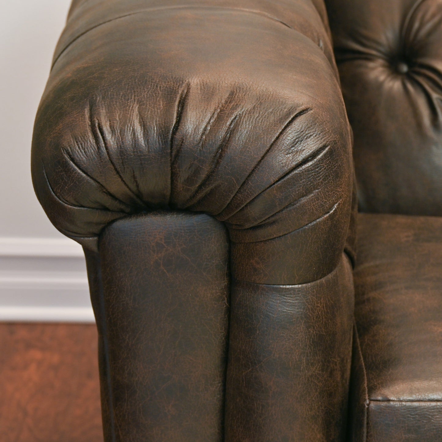 Horton Faux Leather Chesterfield Armchair, Brownie