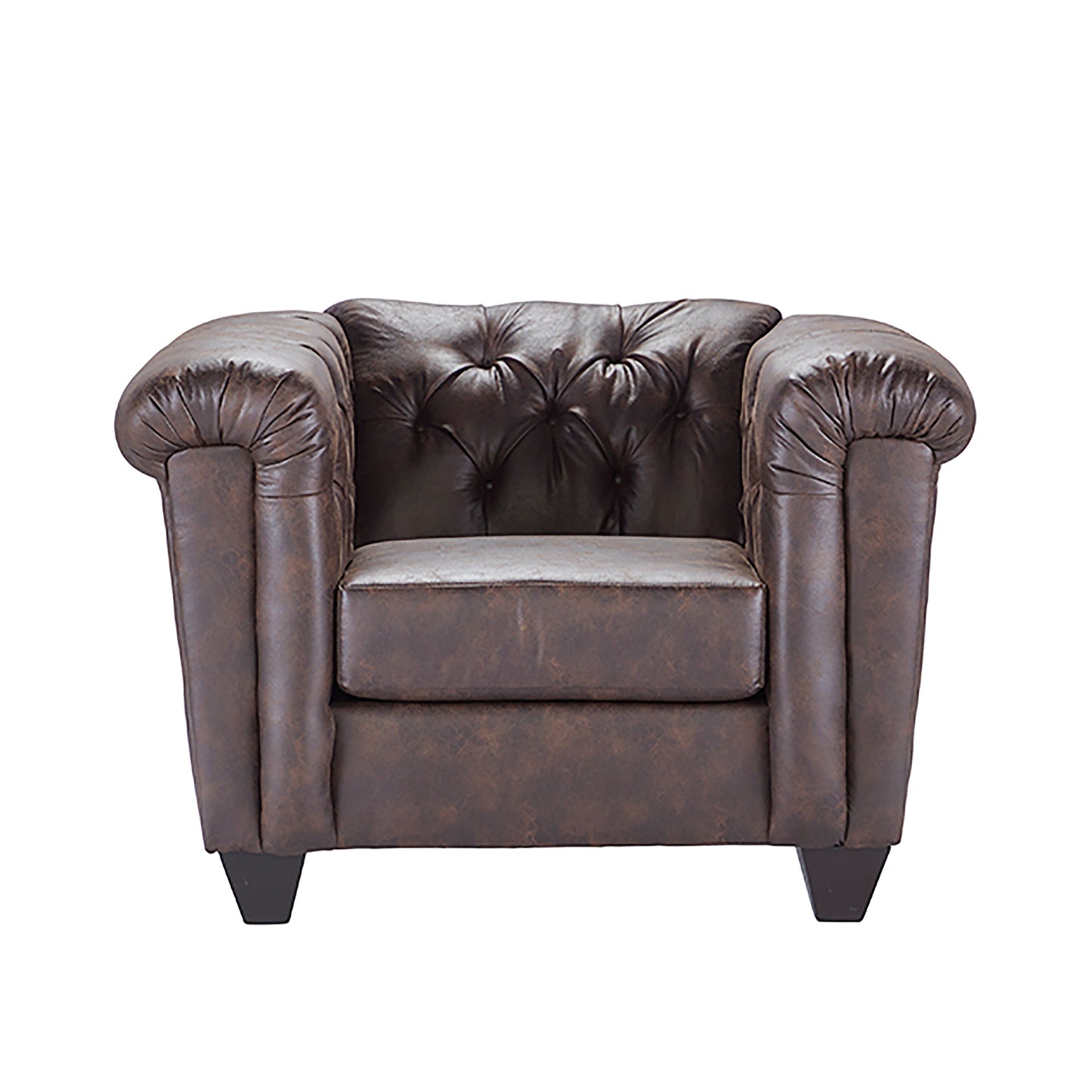 Horton Faux Leather Chesterfield Armchair, Brownie