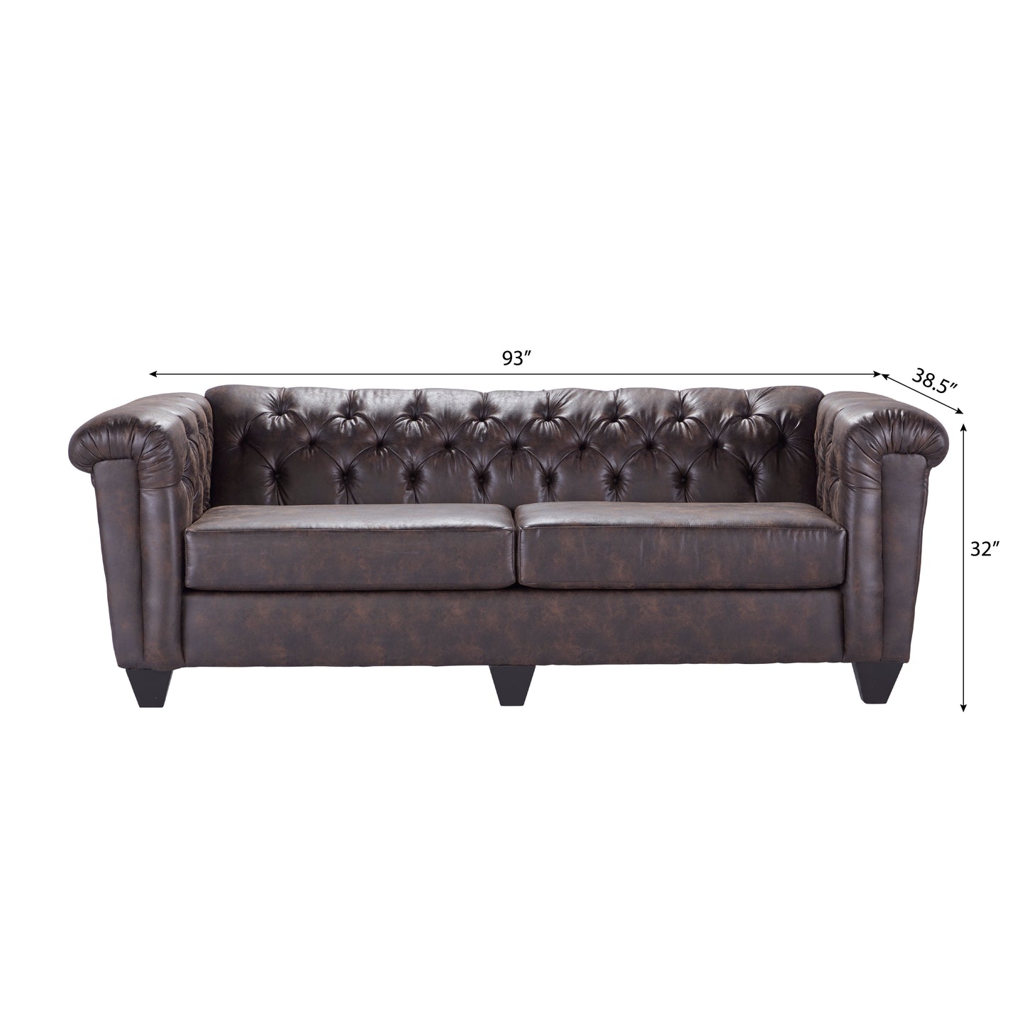 Horton Faux Leather Chesterfield Living Room Collection, Brownie