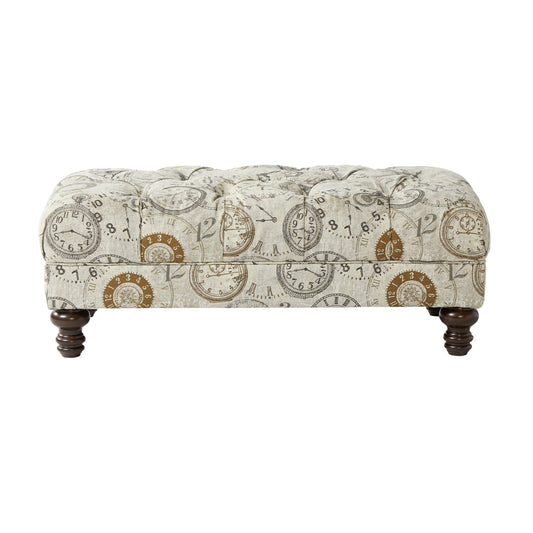 Roundhill Furniture Charbilia Fabric Tufted Cocktail Ottoman in Timeless Patina