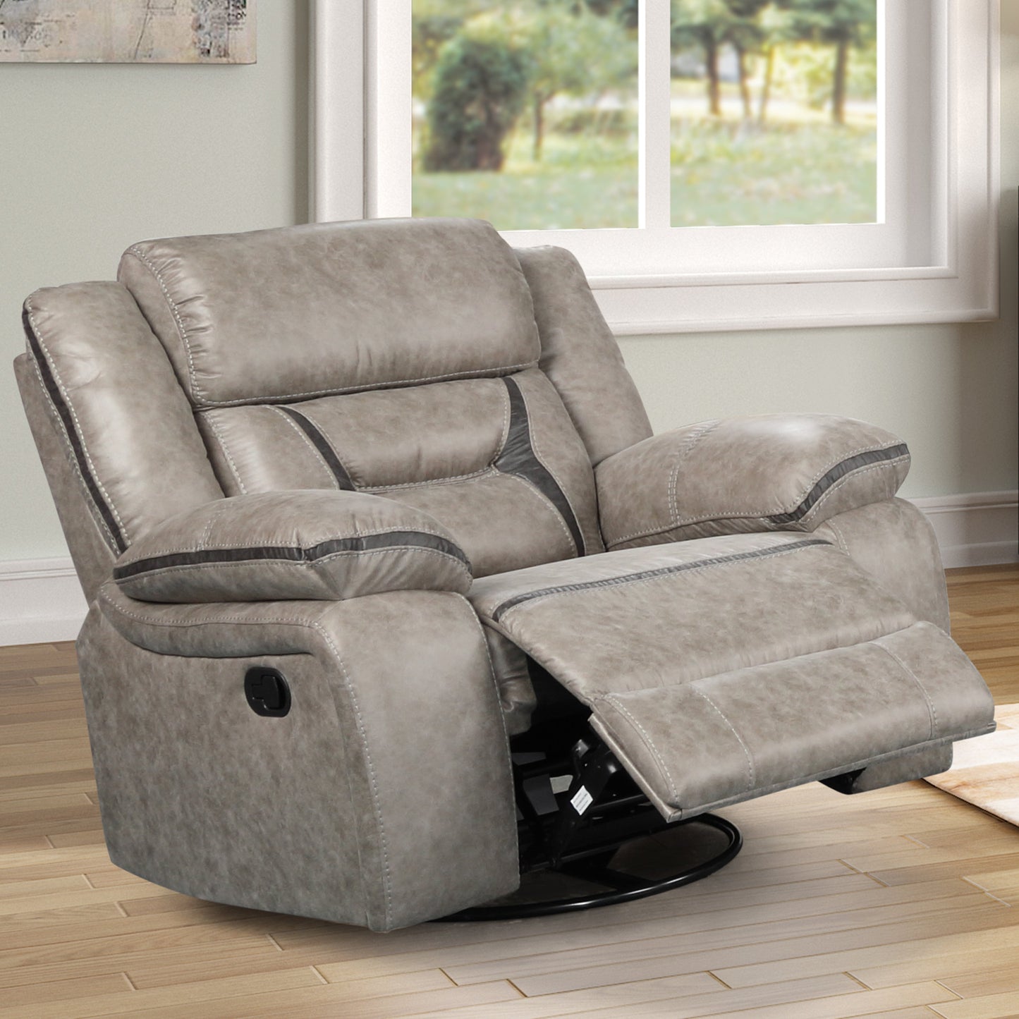 Elkton Manual Motion Recliner with Storage Console, Taupe