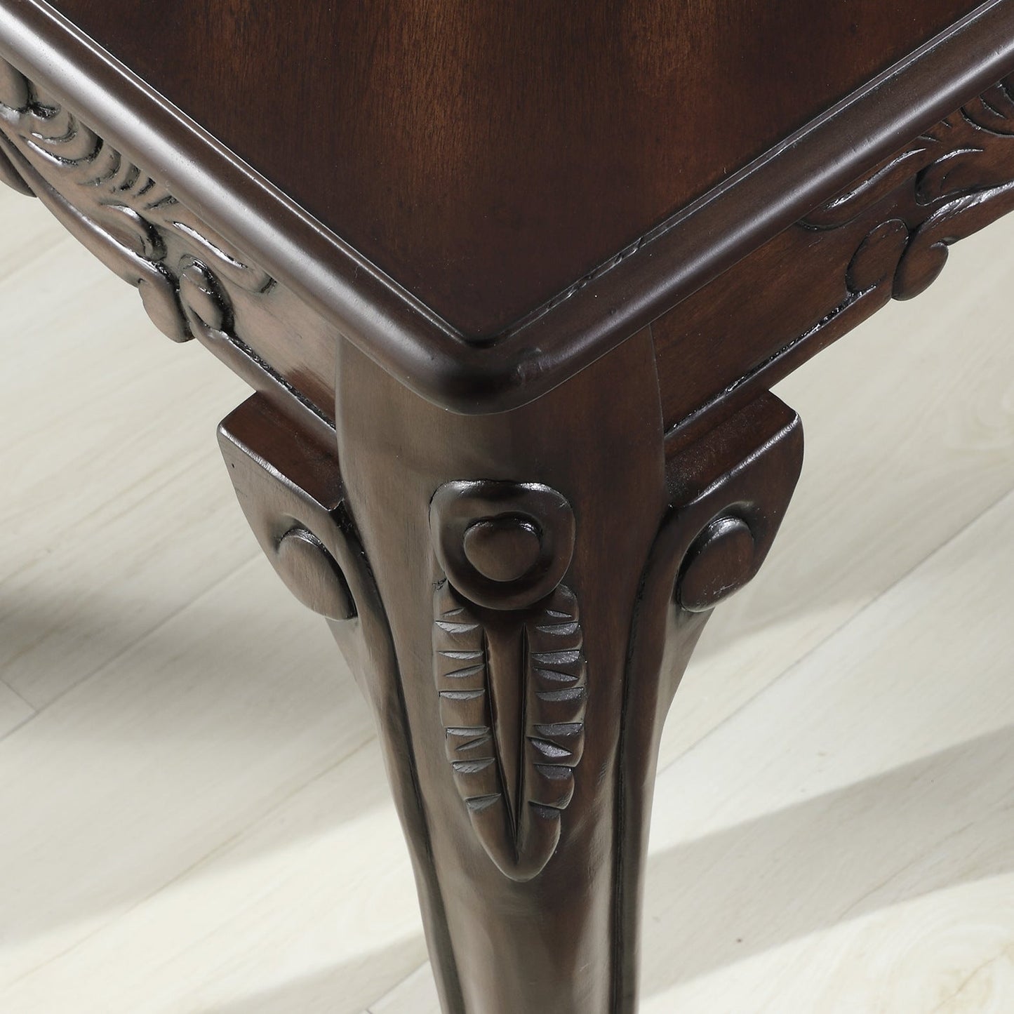 Traditional Ornate Detailing Dark Cherry Finish Coffee Table