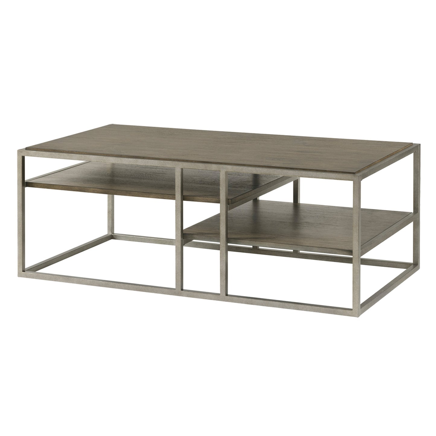 Roundhill Furniture Padena Metal Frame Wood Living Room Coffee Table with Shelf