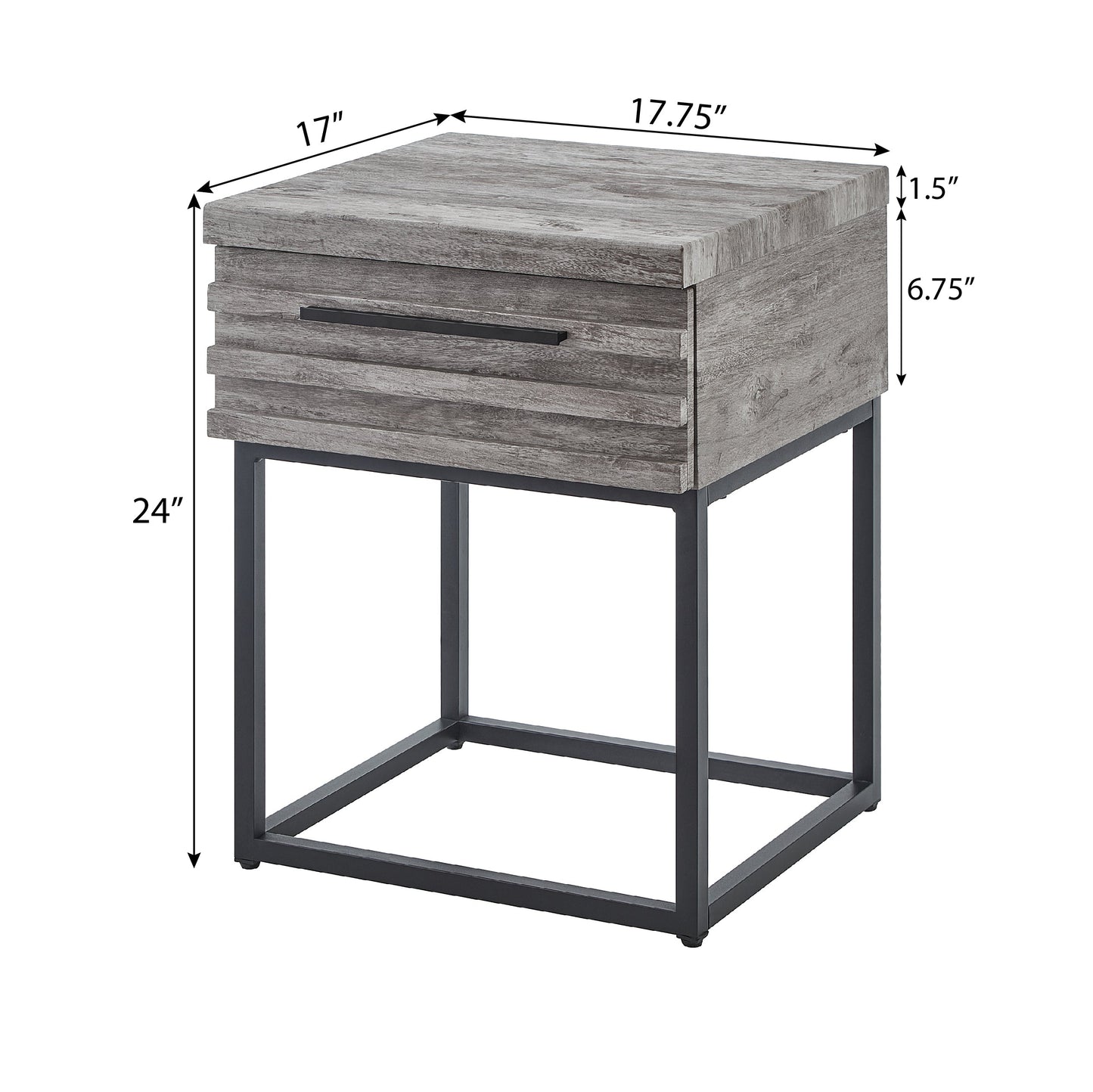 Roundhill Furniture Celestial Contemporary Storage End table, Gray