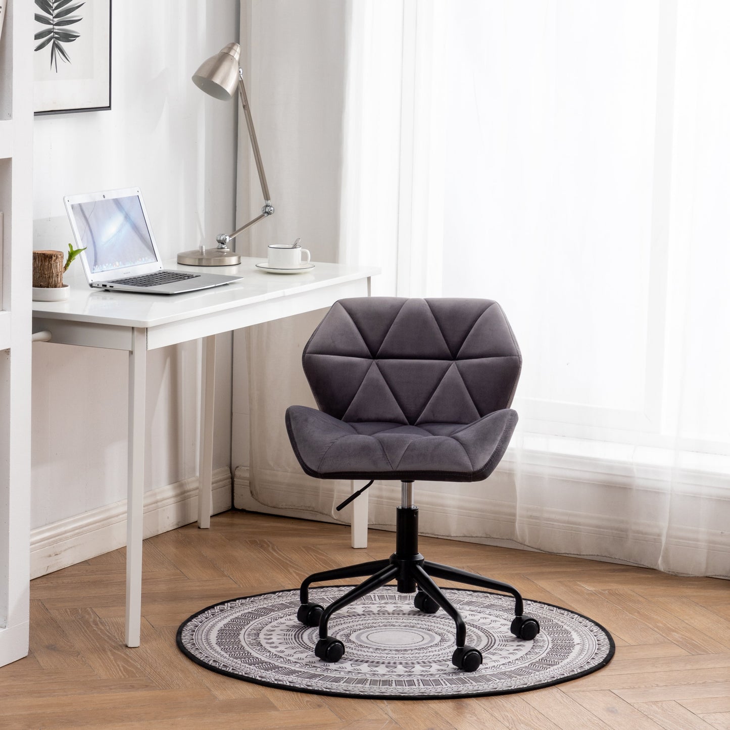 Eldon Diamond Tufted Adjustable Swivel Office Chair, Gray