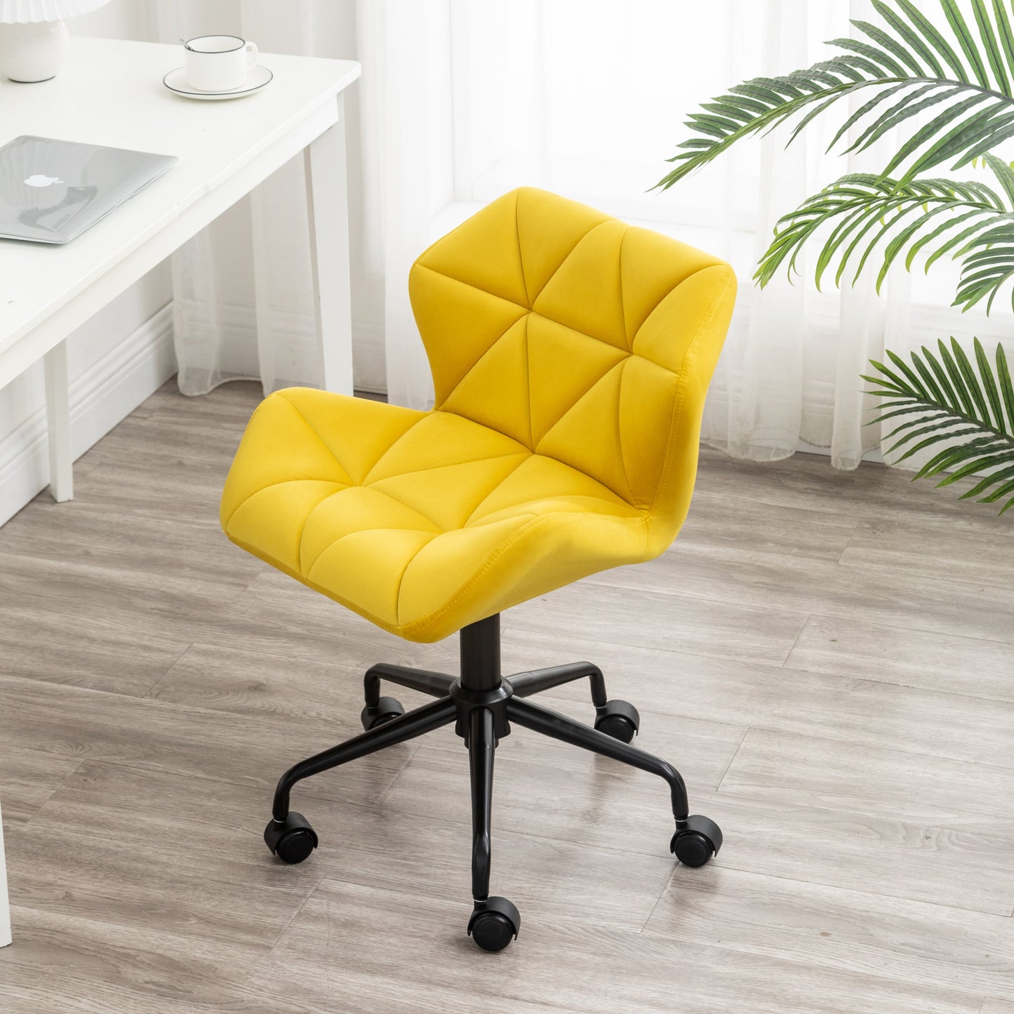 Eldon Diamond Tufted Adjustable Swivel Office Chair, Yellow