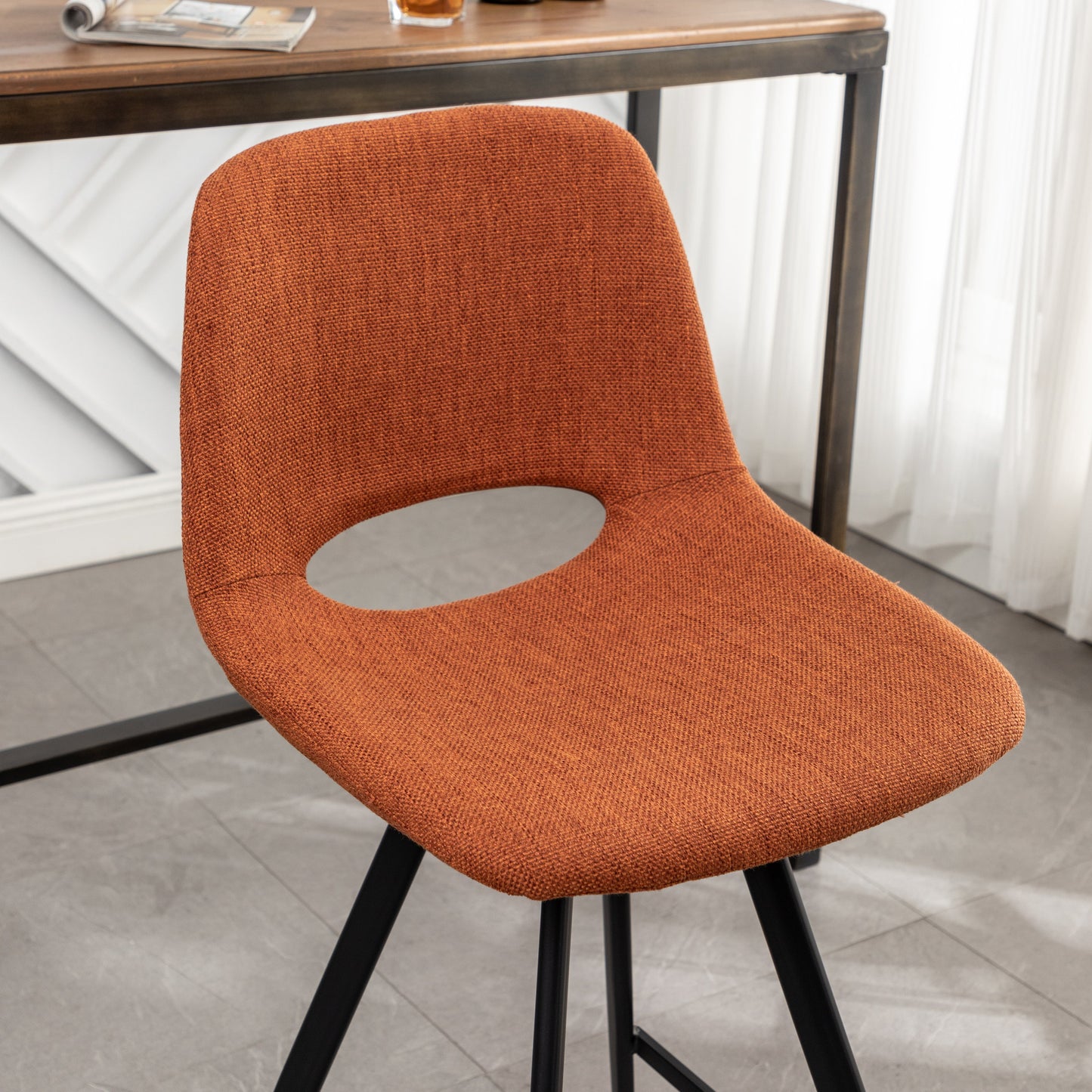 Roundhill Furniture Porth Fabric Kitchen 28.25 Barstools, Orange, Set of 2