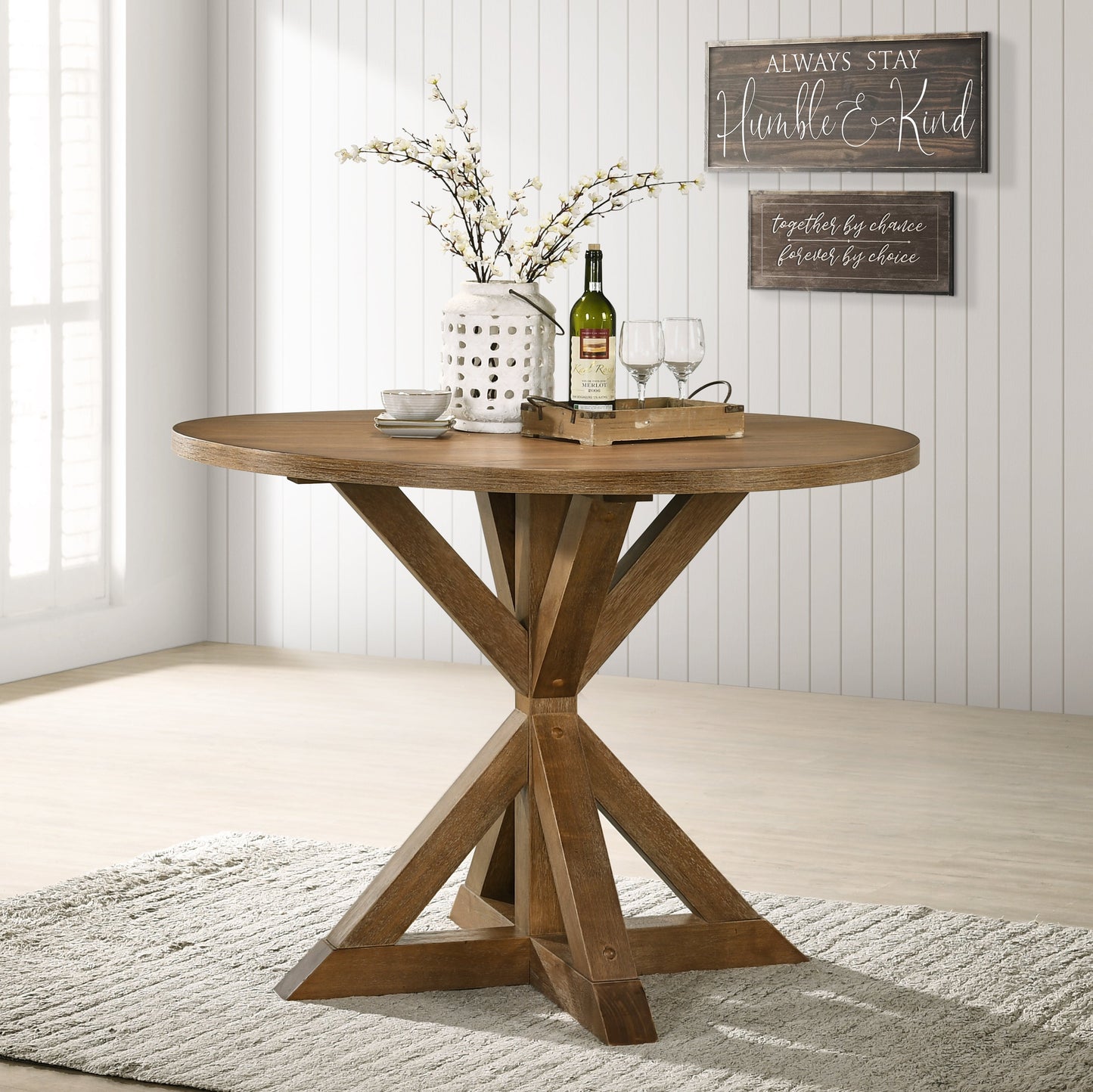 Windvale Cross-Buck Base Counter Height Dining Table