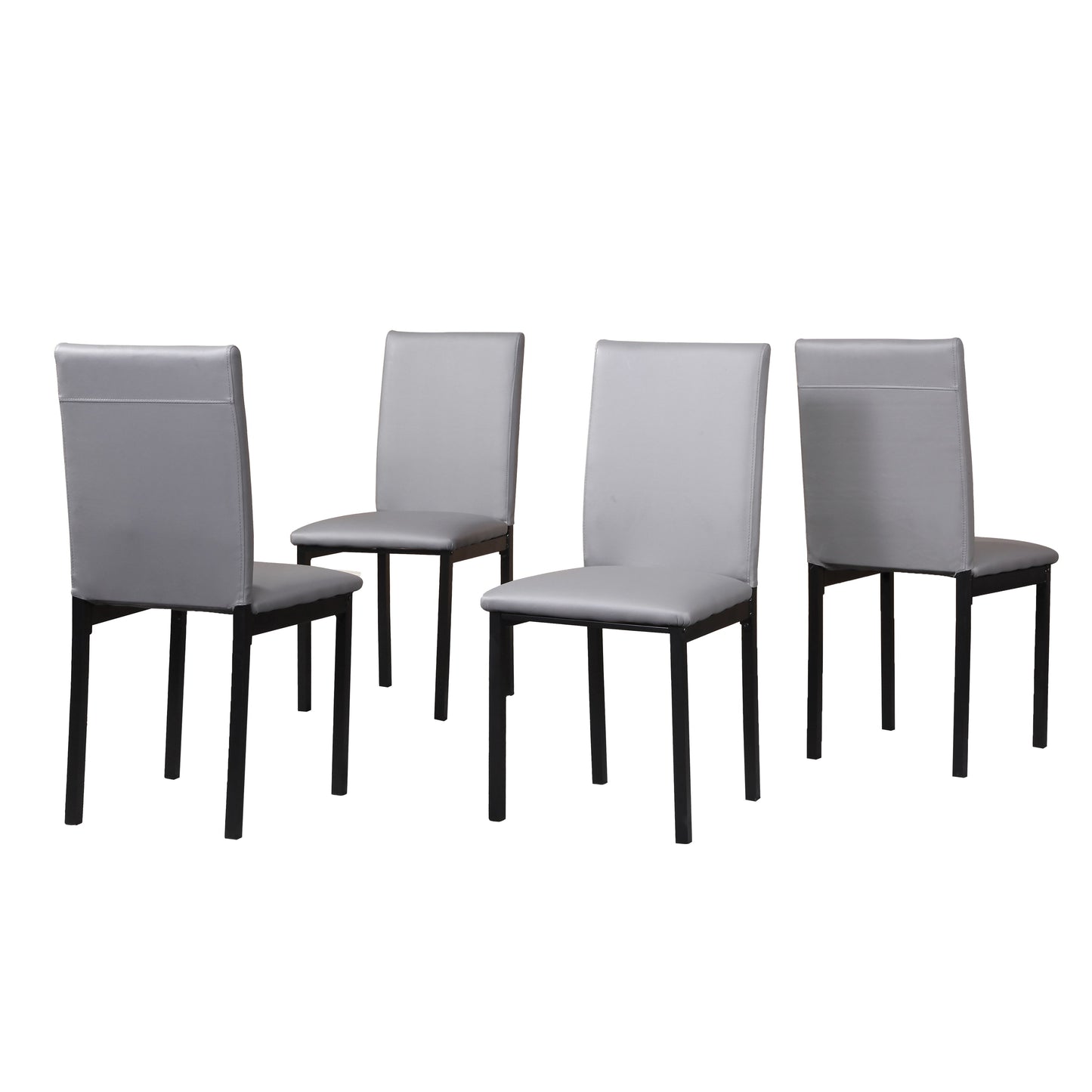 Roundhill Furniture Citico Metal Dinette Set with Laminated Faux Marble Top, White Table with Gray Chairs, 5 Piece