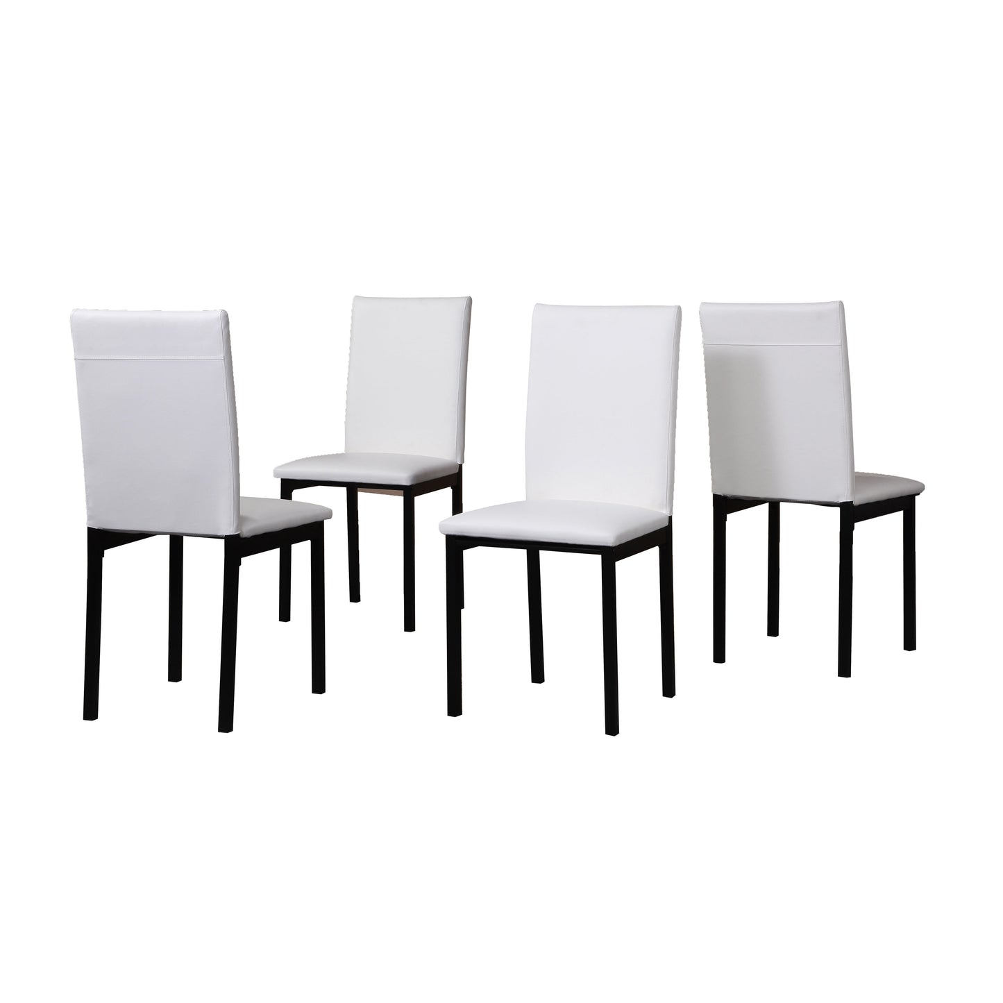 Roundhill Furniture Citico Metal Dinette Set with Laminated Faux Marble Top, White Table with White Chairs, 5 Piece