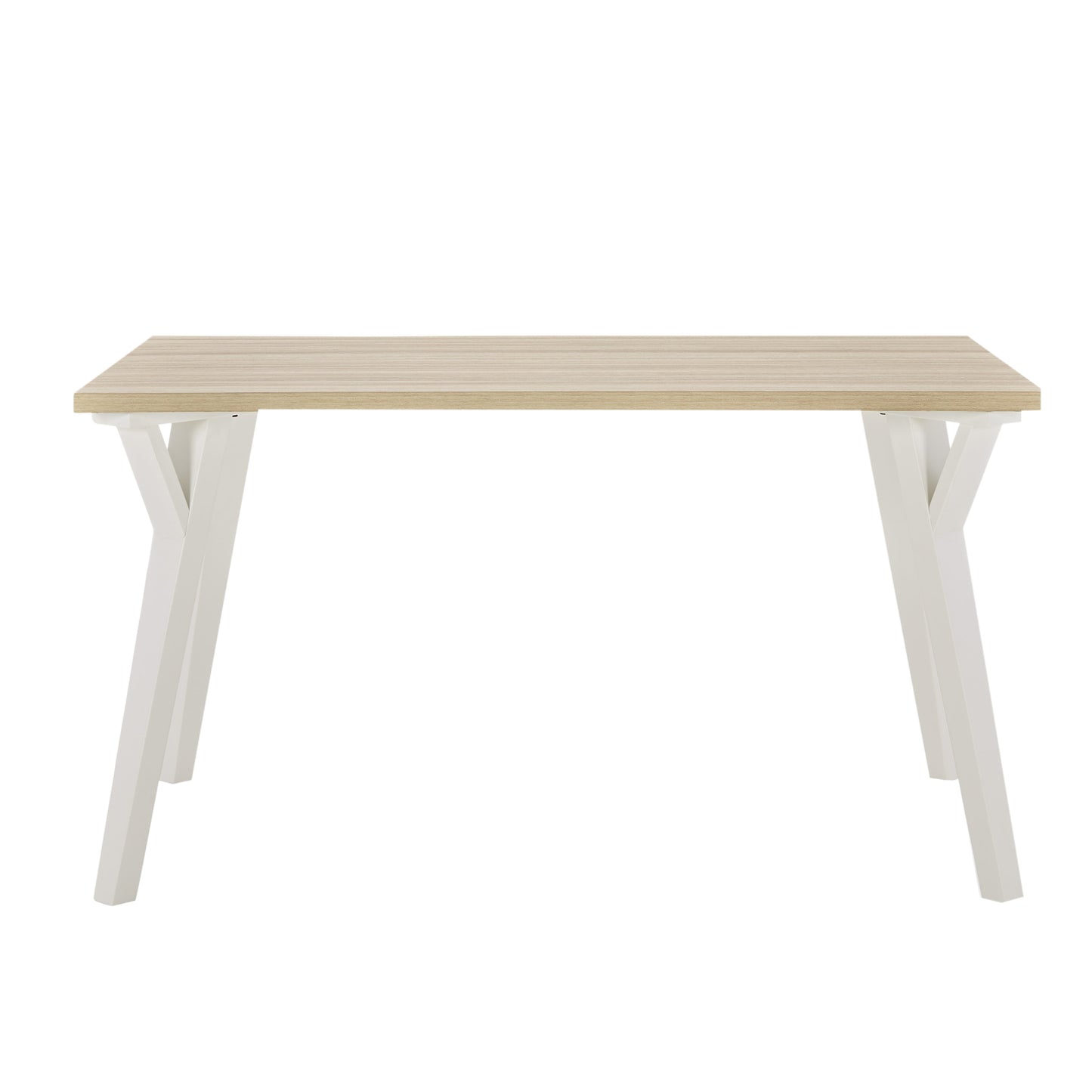 Alwynn Contemporary Rectangular Dining Table, White and Natural Wood