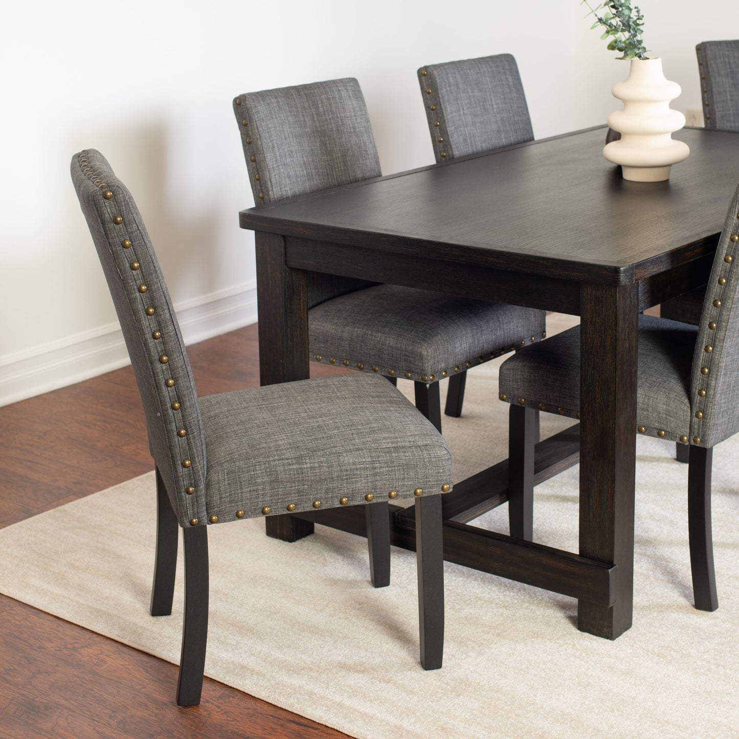 Muzzi Contemporary 7-Piece Dining Set, Dining Table with 6 Stylish Chairs