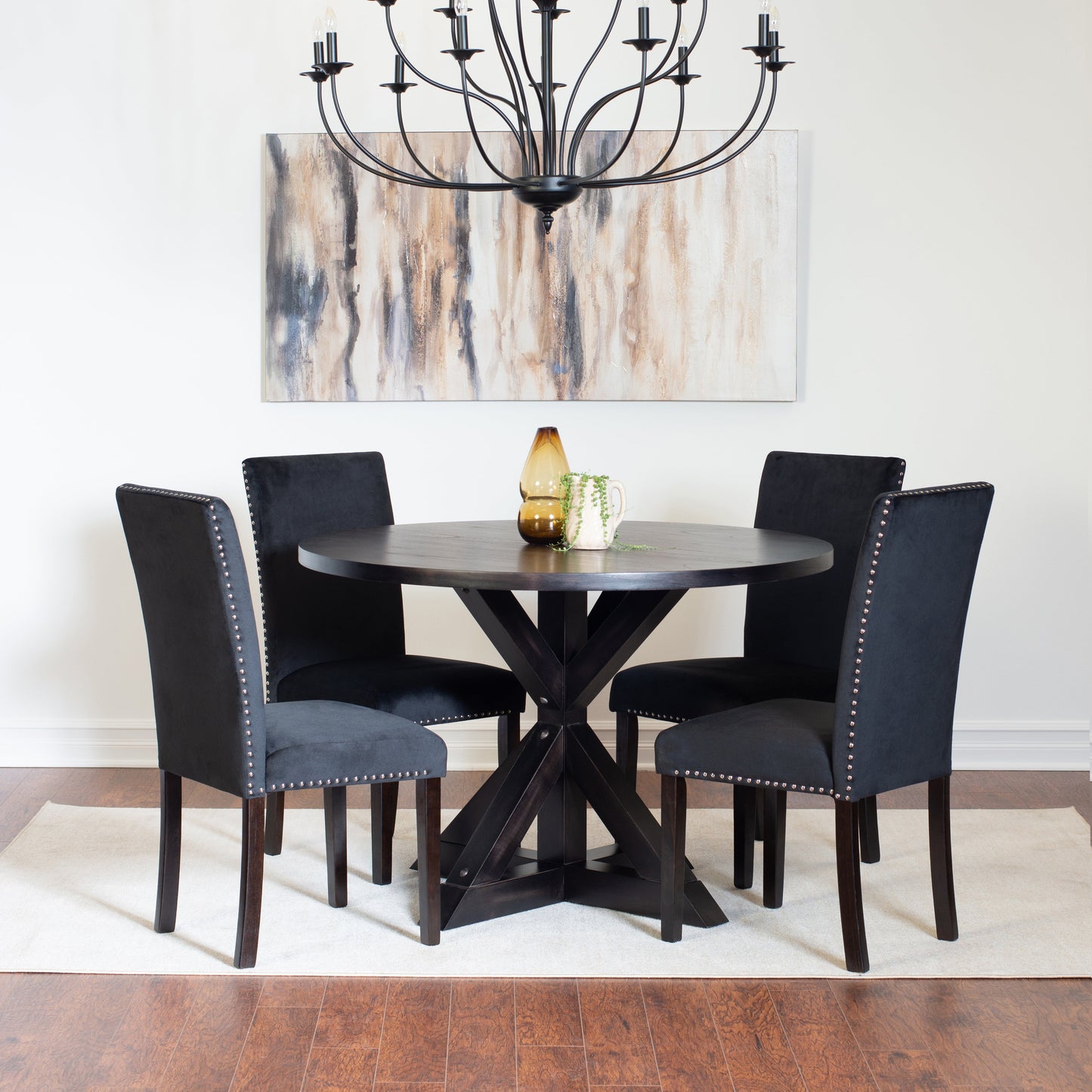 Roundhill Furniture Enbridge 5-piece Dining Set, Cross-Buck Dining Table with 4 Stylish Chairs