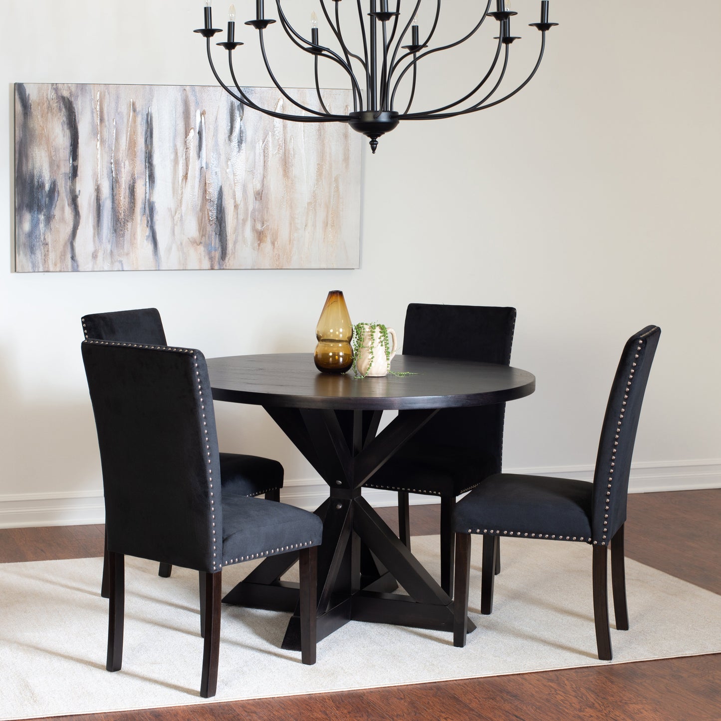 Roundhill Furniture Enbridge 5-piece Dining Set, Cross-Buck Dining Table with 4 Stylish Chairs