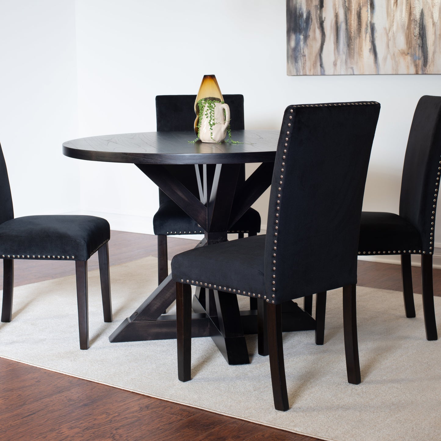 Roundhill Furniture Enbridge 5-piece Dining Set, Cross-Buck Dining Table with 4 Stylish Chairs