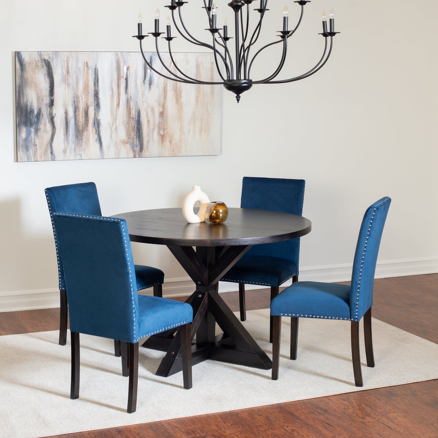 Roundhill Furniture Enbridge 5-piece Dining Set, Cross-Buck Dining Table with 4 Stylish Chairs