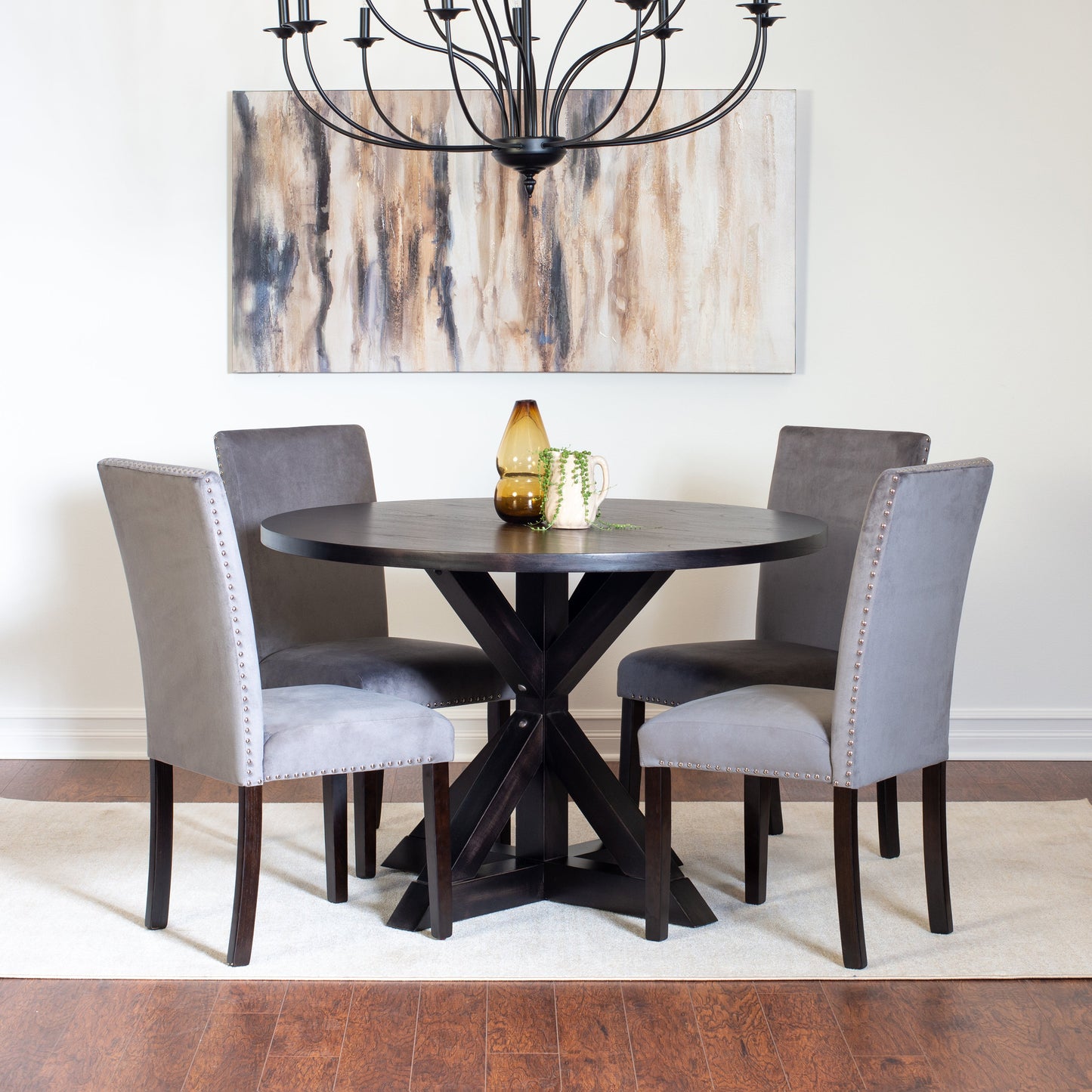 Roundhill Furniture Enbridge 5-piece Dining Set, Cross-Buck Dining Table with 4 Stylish Chairs