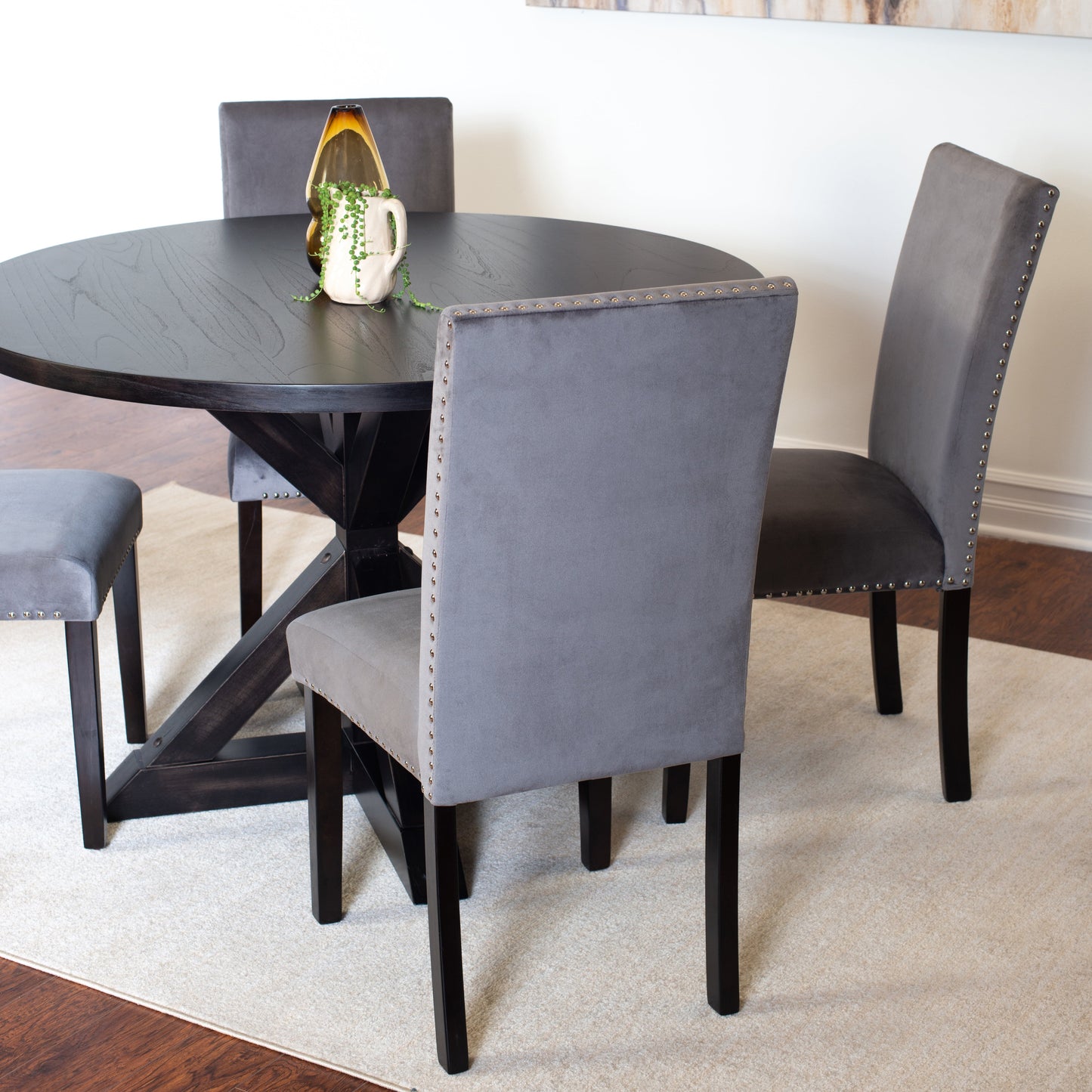 Roundhill Furniture Enbridge 5-piece Dining Set, Cross-Buck Dining Table with 4 Stylish Chairs