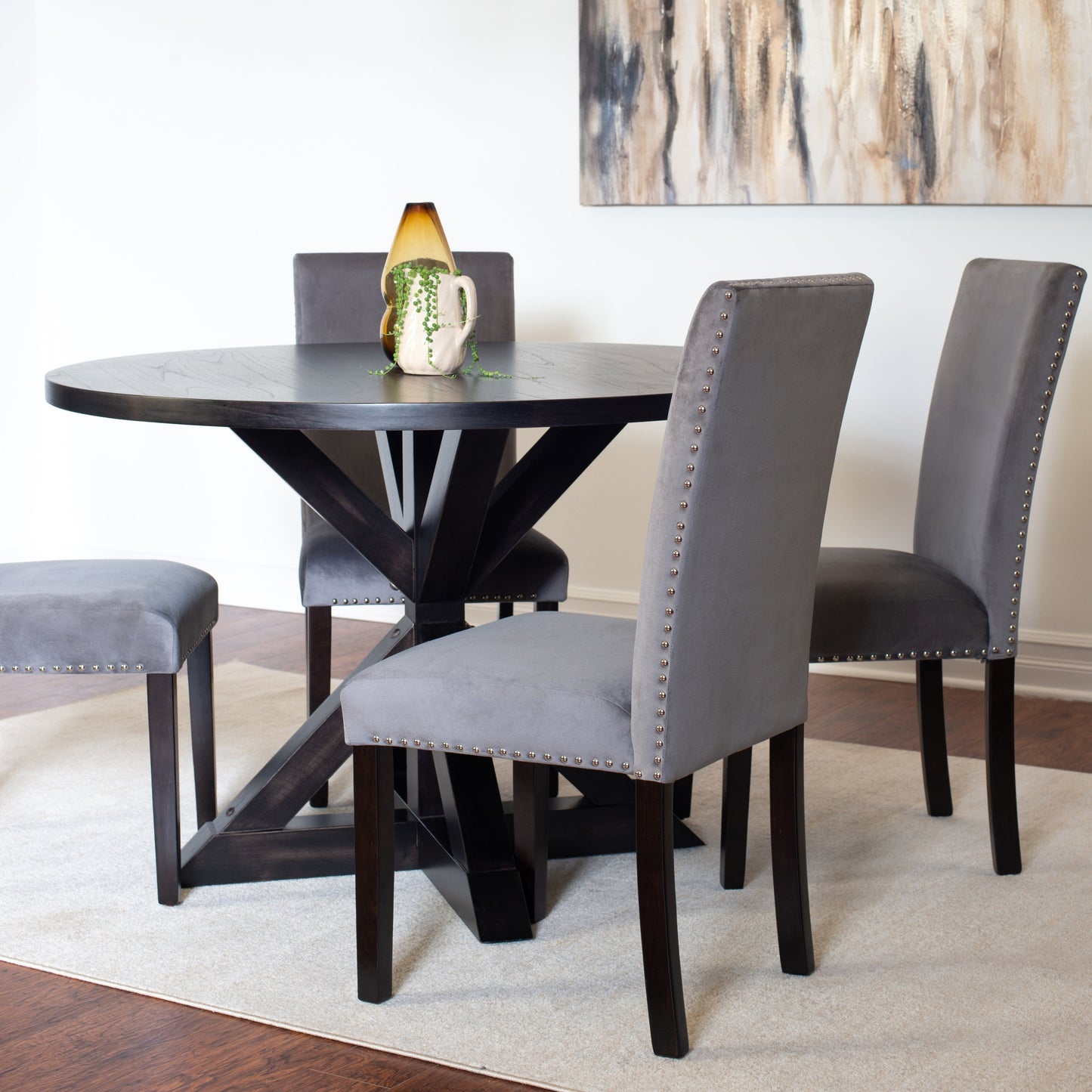 Roundhill Furniture Enbridge 5-piece Dining Set, Cross-Buck Dining Table with 4 Stylish Chairs