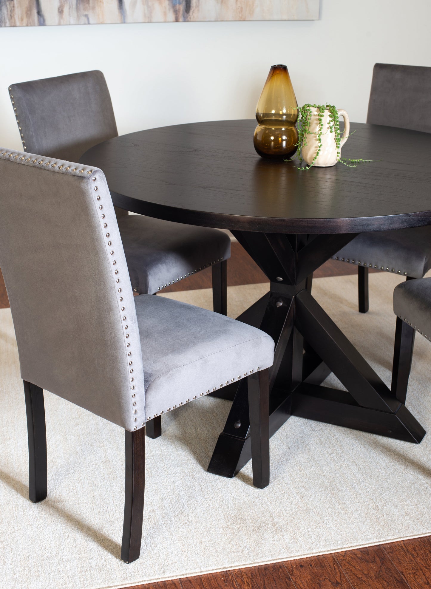 Roundhill Furniture Enbridge 5-piece Dining Set, Cross-Buck Dining Table with 4 Stylish Chairs