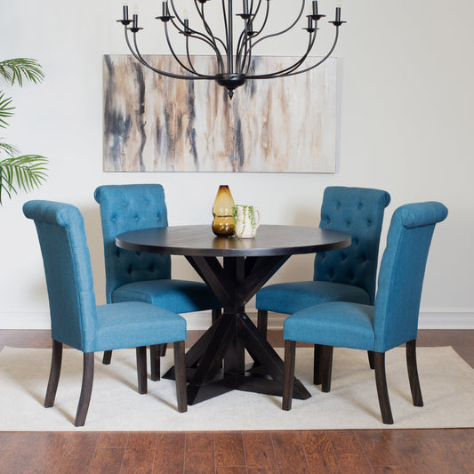 Nylander 5-piece Dining Set, Cross-Buck Dining Table with 4 Stylish Chairs