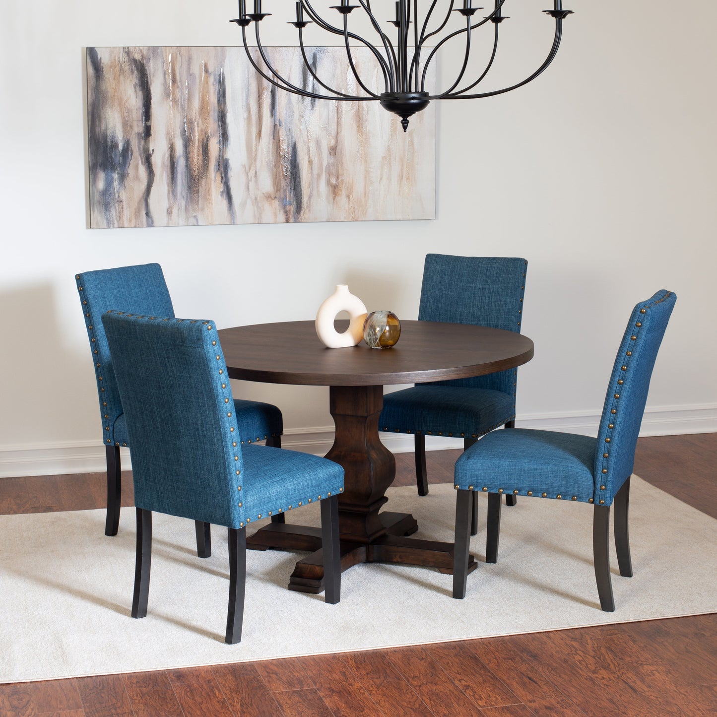 Kohland 5-piece Dining Set, Pedestal Round Table with 4 Stylish Chairs