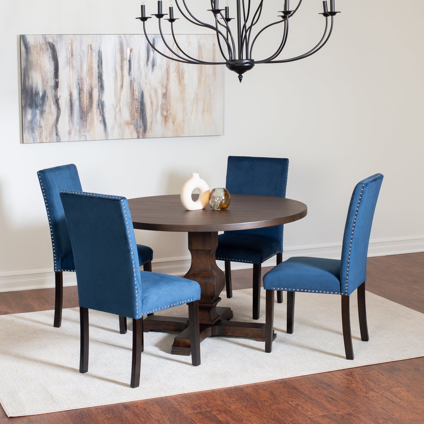 Fordsville 5-piece Dining Set, Pedestal Round Table with 4 Stylish Chairs