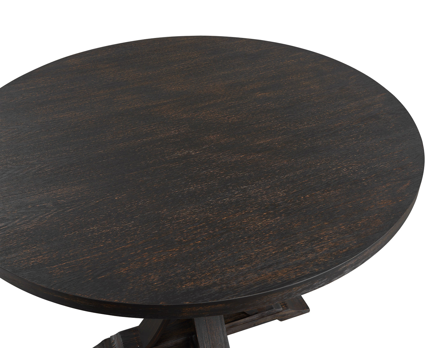 Distressed Black Finish Round Pedestal Dining Table
