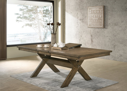 Raven Wood Cross-buck Base Dining Table with Butterfly Leaf